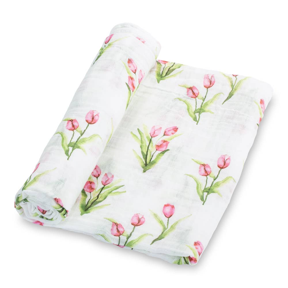 LollyBanks - Tulip Garden Baby Swaddle Blanket