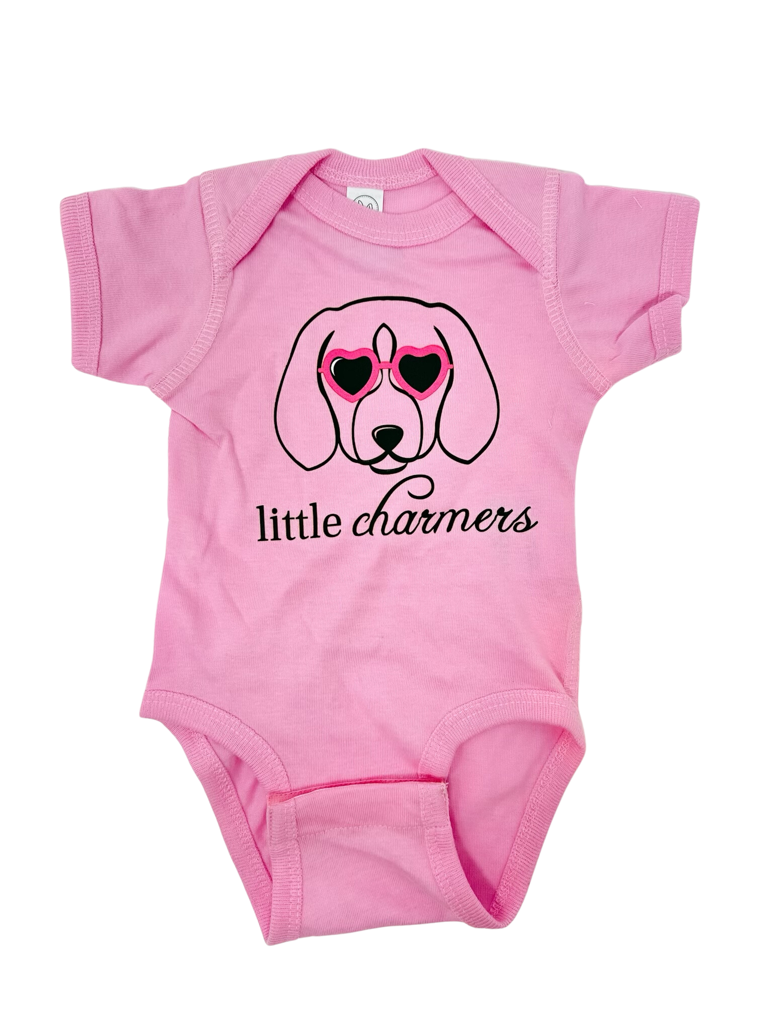 Little Charmers - Heart Sunnies Logo - Baby One Piece - Bubblegum Pink