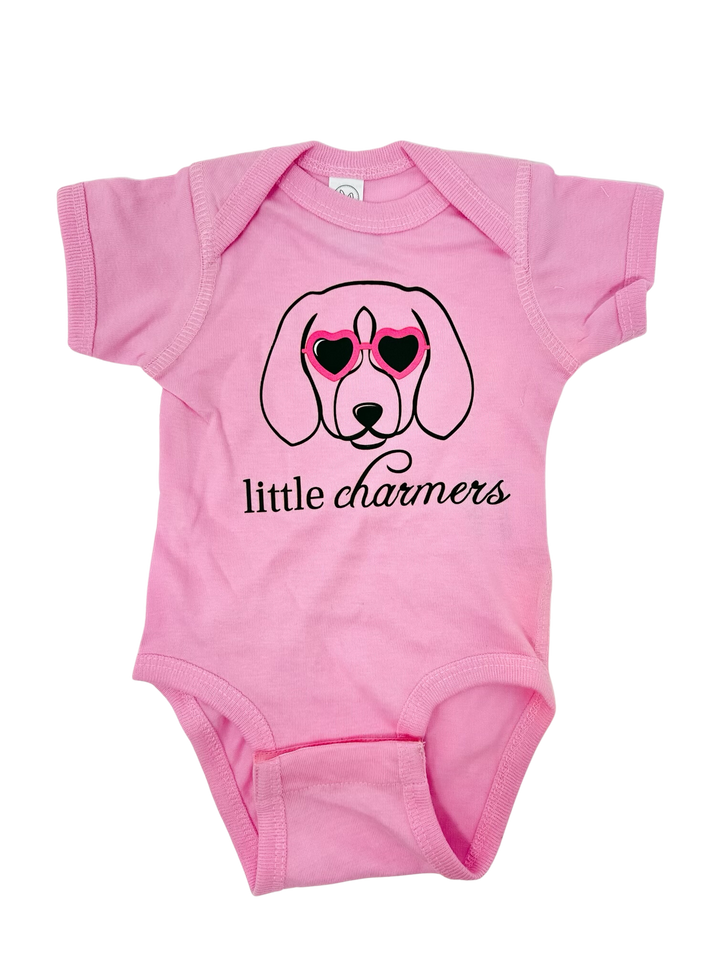 Little Charmers - Heart Sunnies Logo - Baby One Piece - Bubblegum Pink *FINAL SALE*