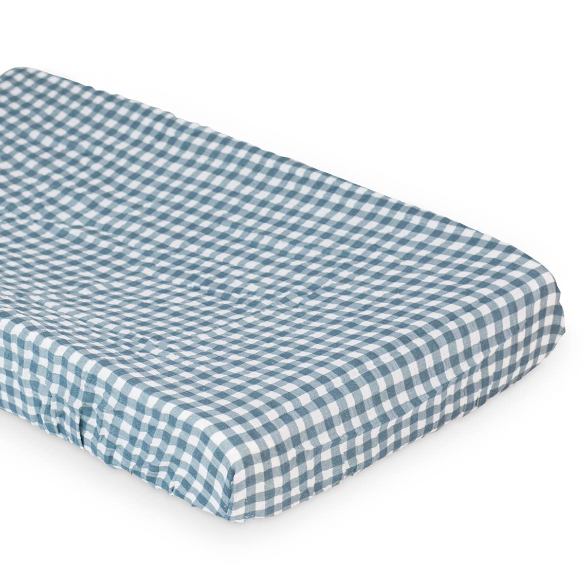 Cotton Change Pad Cover - Navy Gingham