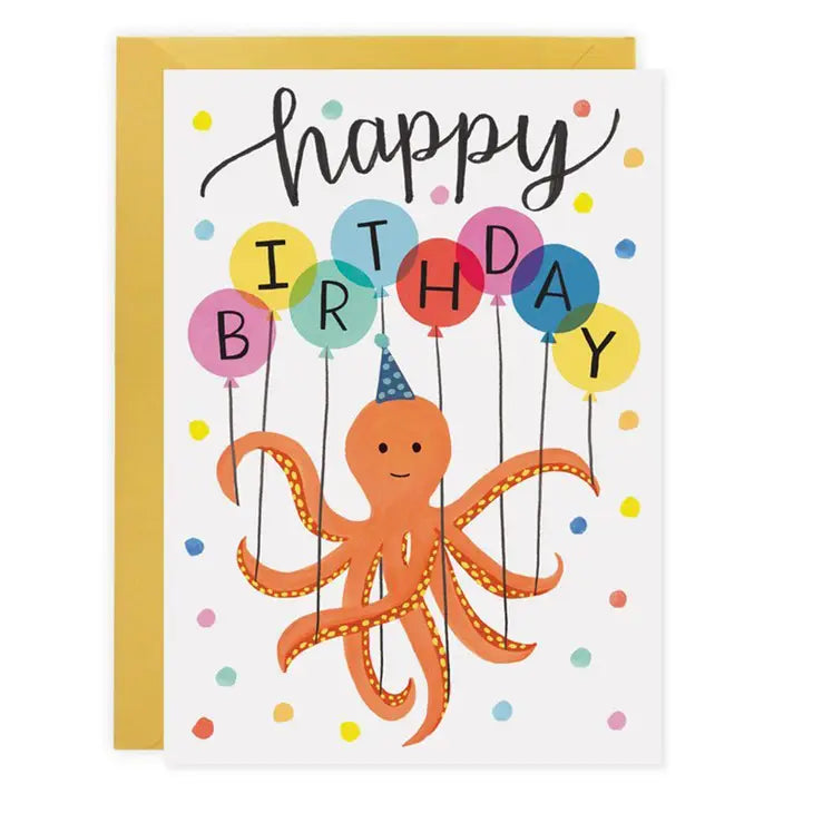 LoveLight Paper - Octopus Balloons Birthday Card