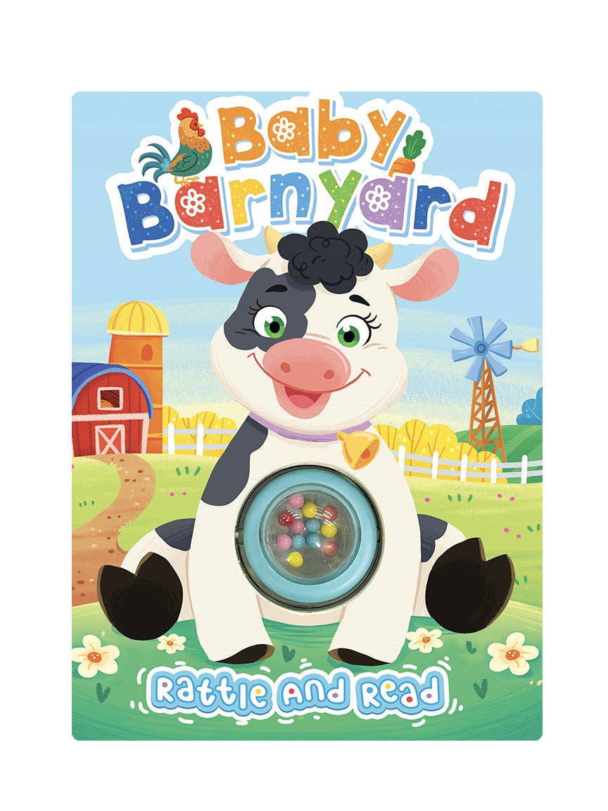 Little Hippo Books - Baby Barnyard - Children's Rattle and Read Interactive Sensory Board Book with Spinning Rattle