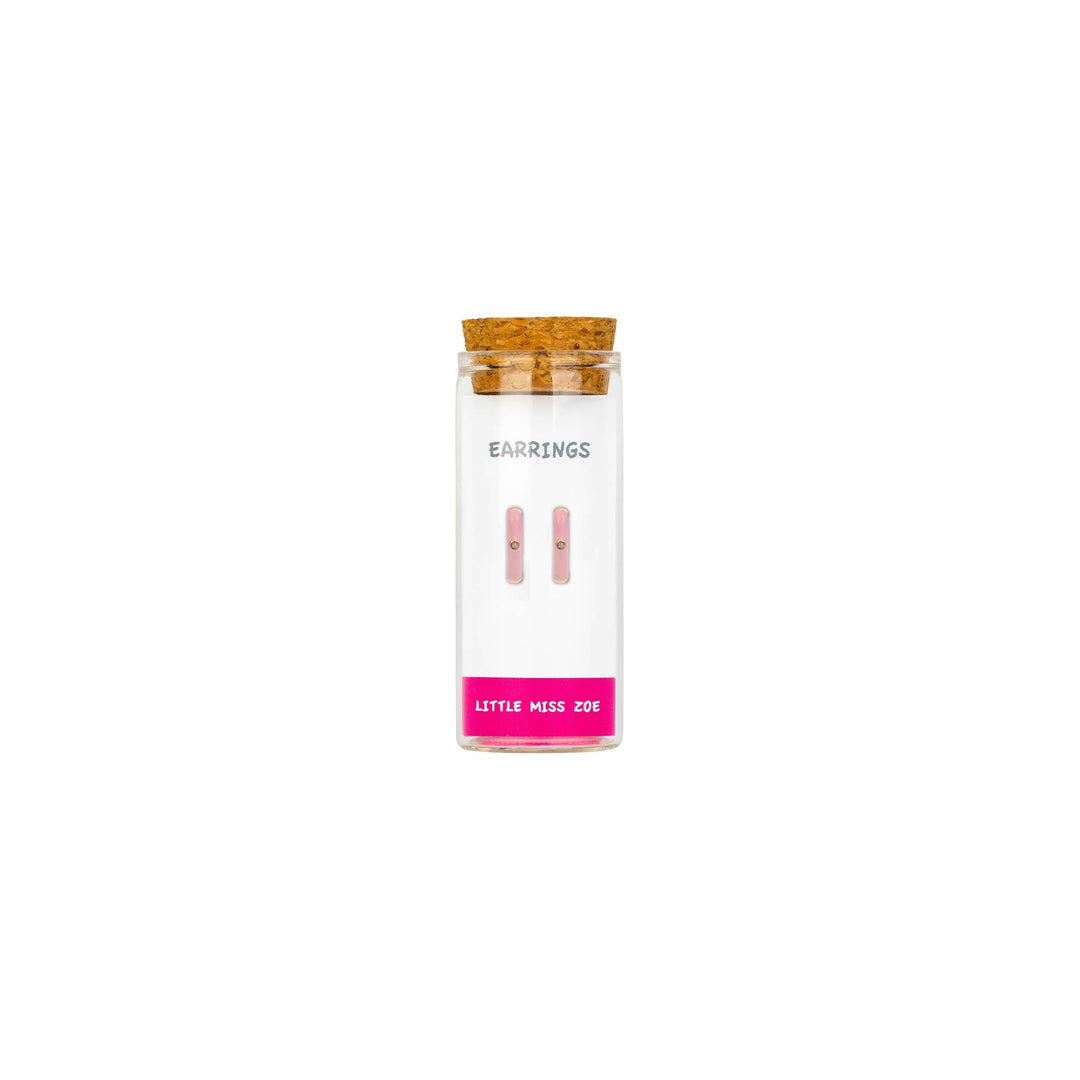 Little Miss Zoe - Sterling Silver Hoop Earrings in a Bottle - Small Hoop: Pink