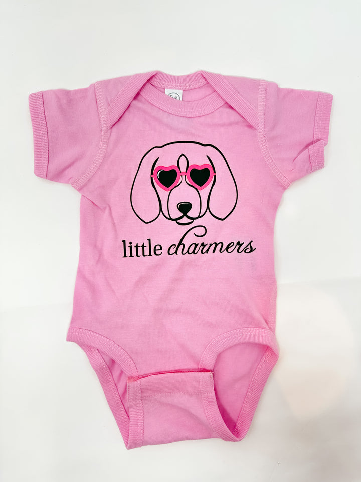 Little Charmers - Heart Sunnies Logo - Baby One Piece - Bubblegum Pink *FINAL SALE*