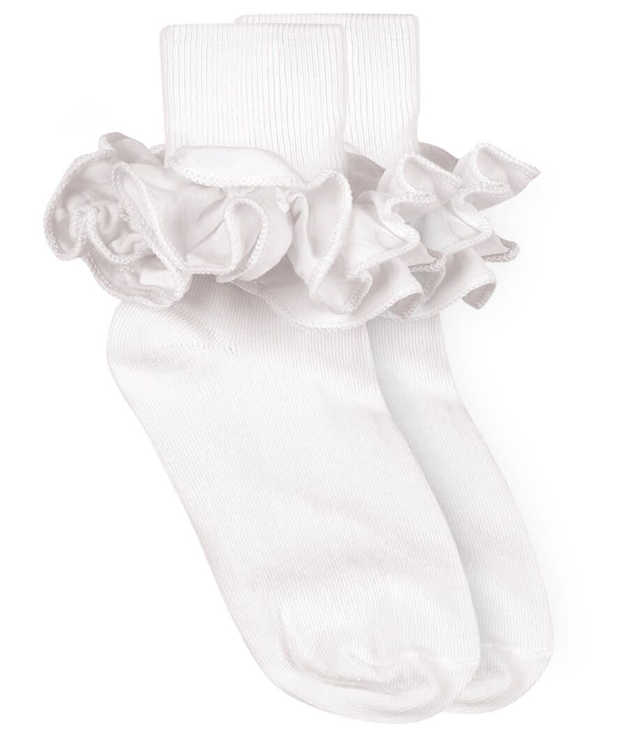 Jefferies Socks - Misty Ruffle Lace Turn Cuff Socks 1 Pair - White